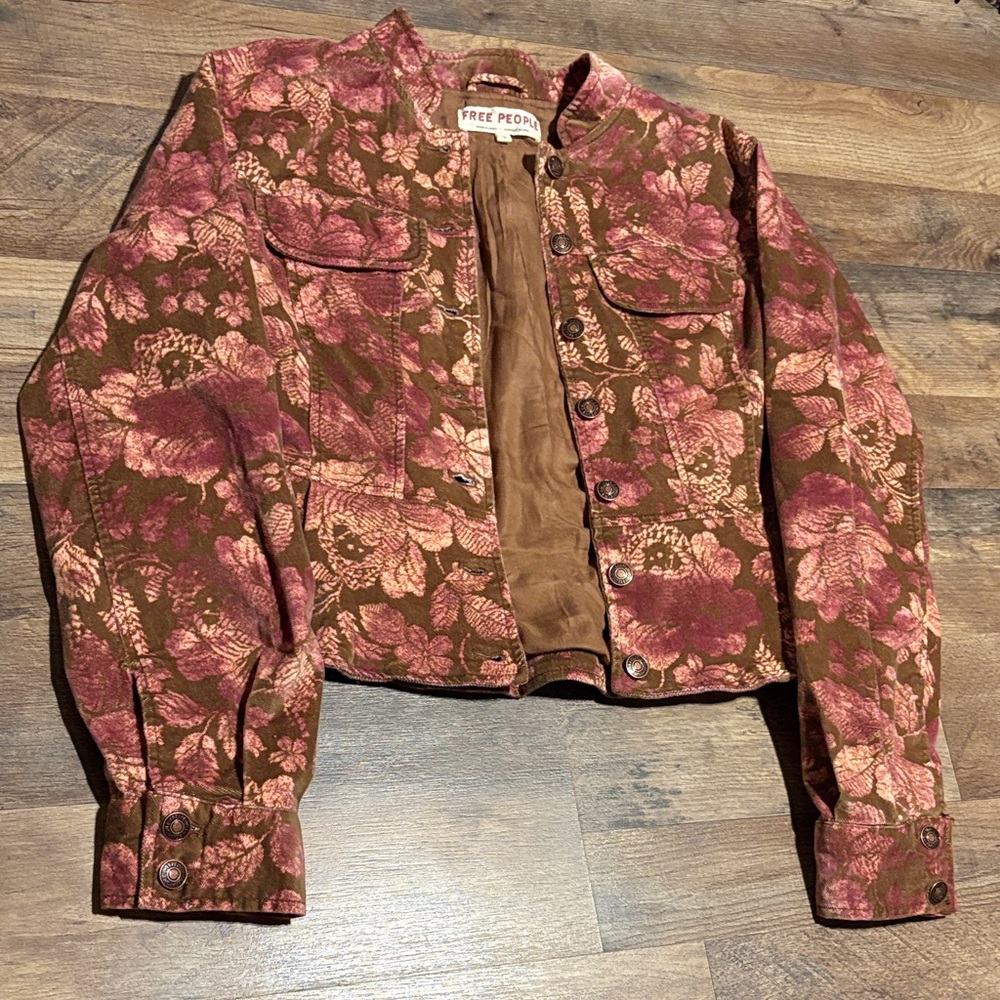 Free People Pink and Brown Floral Jacket - Picture 7 of 11